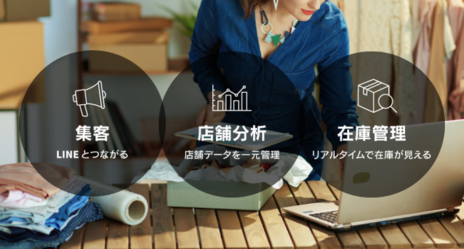 豊富な機能(在庫管理、店舗分析、顧客管理)でお店の売上アップ!